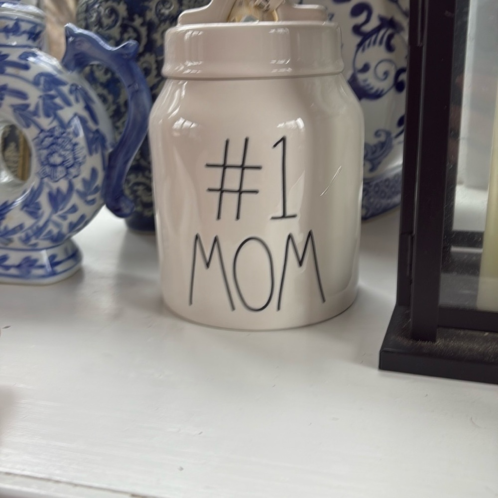 Rae Dunn White and Black Ceramic Decor Accent Canister NWOT
